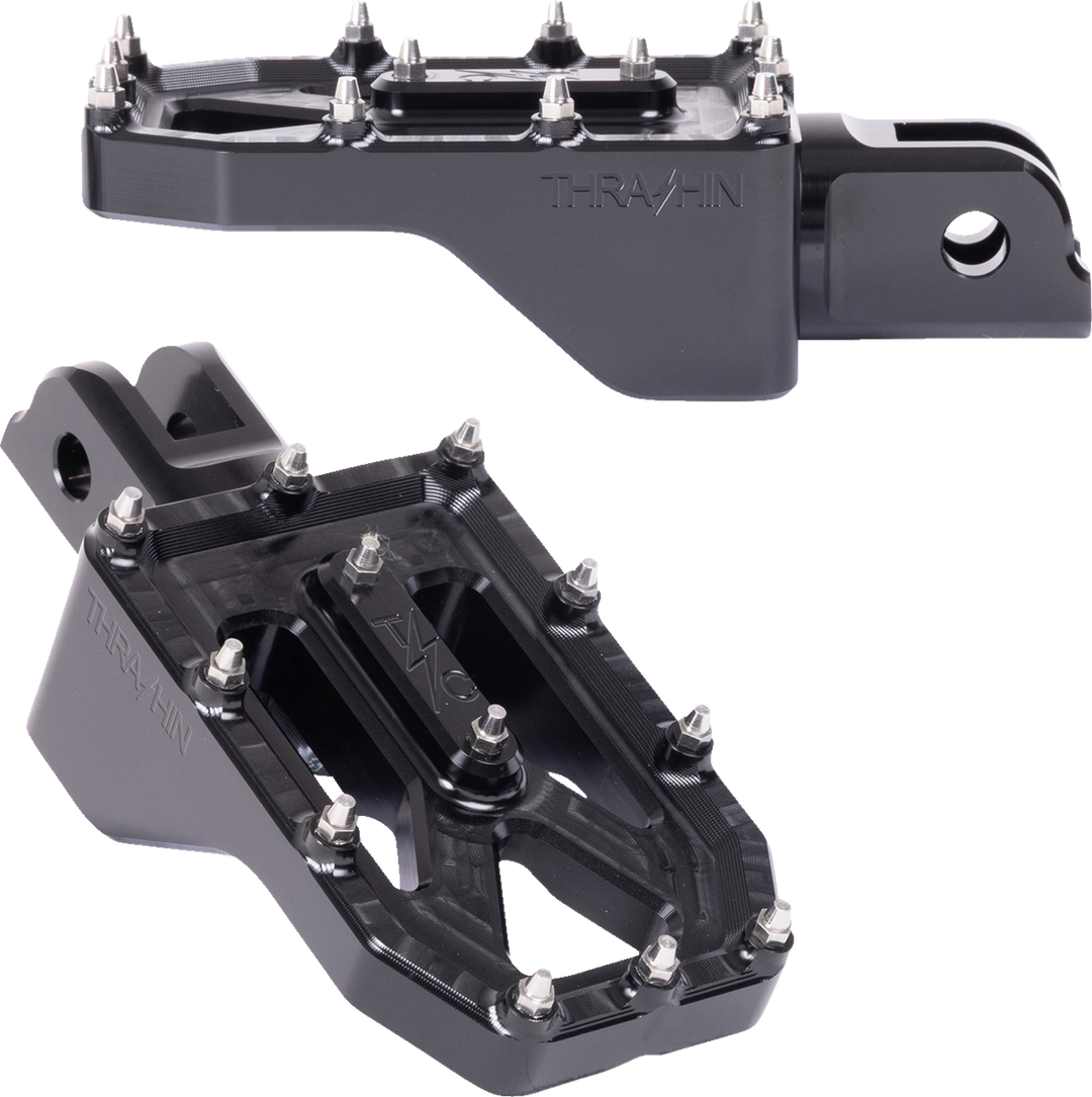 THRASHIN SUPPLY CO. Aggressor Foot Pegs - Front - Black - FL/FX &