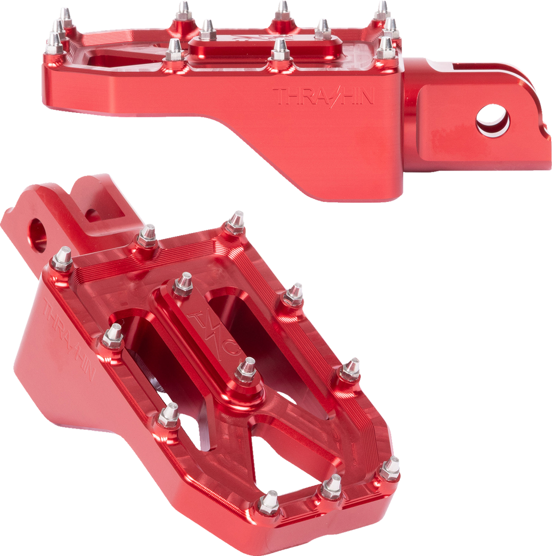 THRASHIN SUPPLY CO. Aggressor Foot Pegs - Front - Red - FL/FX &