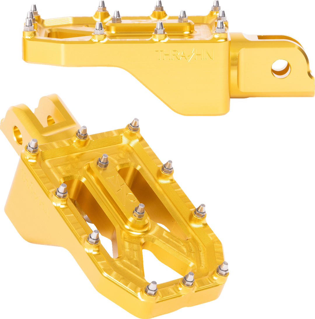 THRASHIN SUPPLY CO. Aggressor Foot Pegs - Front - Gold - FL/FX &