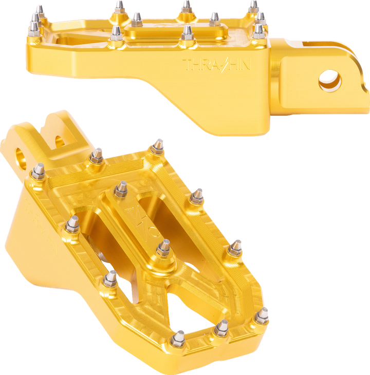 THRASHIN SUPPLY CO. Aggressor Foot Pegs - Front - Gold - FL/FX &