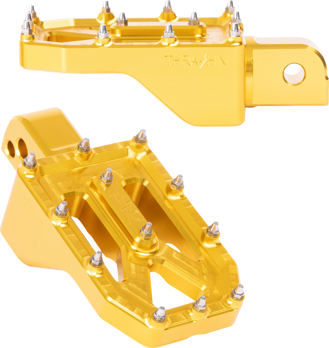 THRASHIN SUPPLY CO. Aggressor Foot Pegs - Rear - Gold - FL/FX &