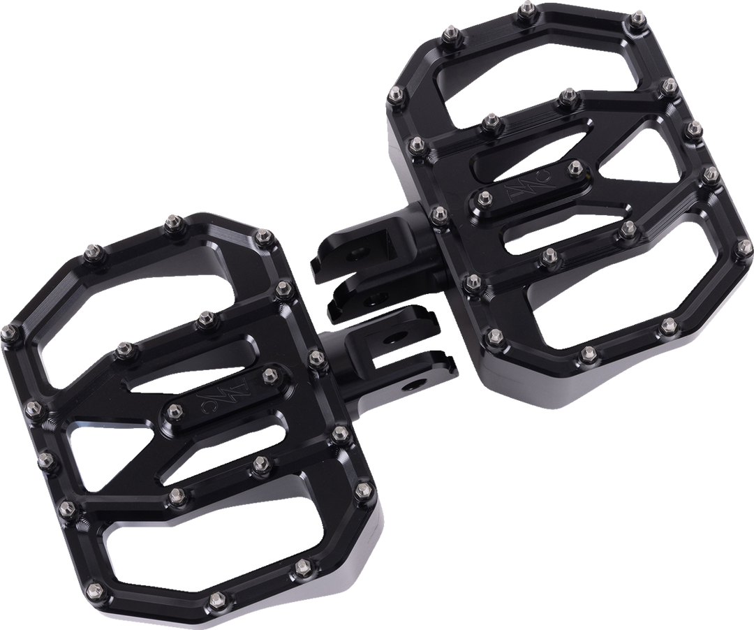 THRASHIN SUPPLY CO. Mini Aggressor Floorboards - Black - Front TSC-2031-1-SF