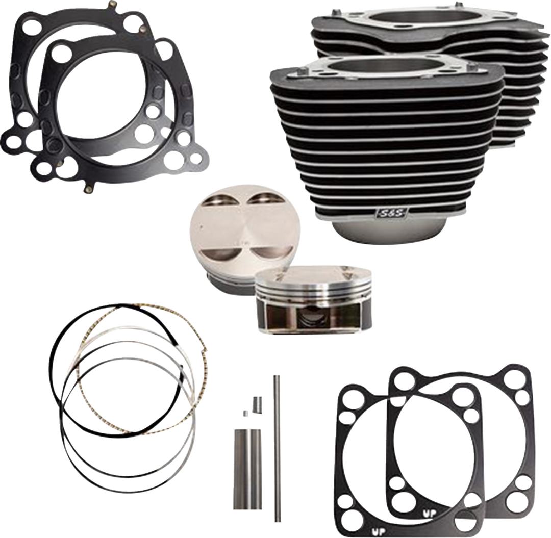 S&S CYCLE Cylinder Kit - 124" Big Bore - Wrinkle Black w/Highlights - 107" M8 910-0625A
