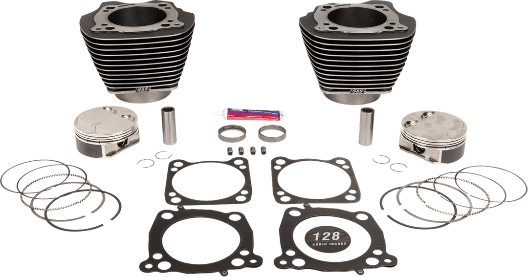S&S CYCLE Cylinder Kit - 128" Big Bore - Black Granite w/Highlights - 114"/117" M8 910-0733A