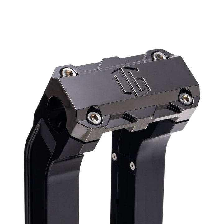 OG Black 10.5 inch Pull Back Risers with Black Chrome Standard Top Clamp