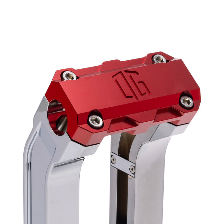 OG Chrome 10.5 inch Pull Back Risers with Red Standard Top Clamp