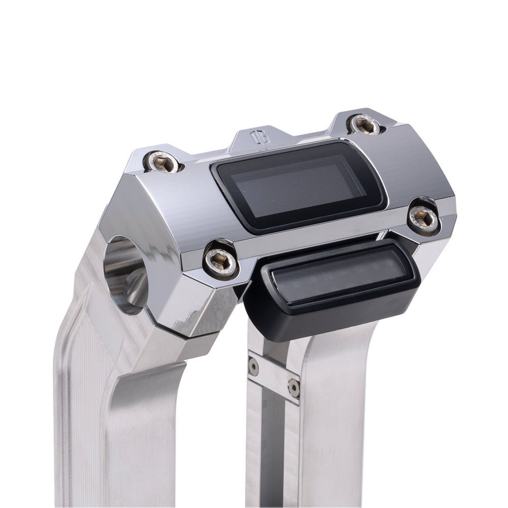 OG Aluminum 10.5 inch Straight Risers with Chrome Digital Gauge Cut Out Top Clamp