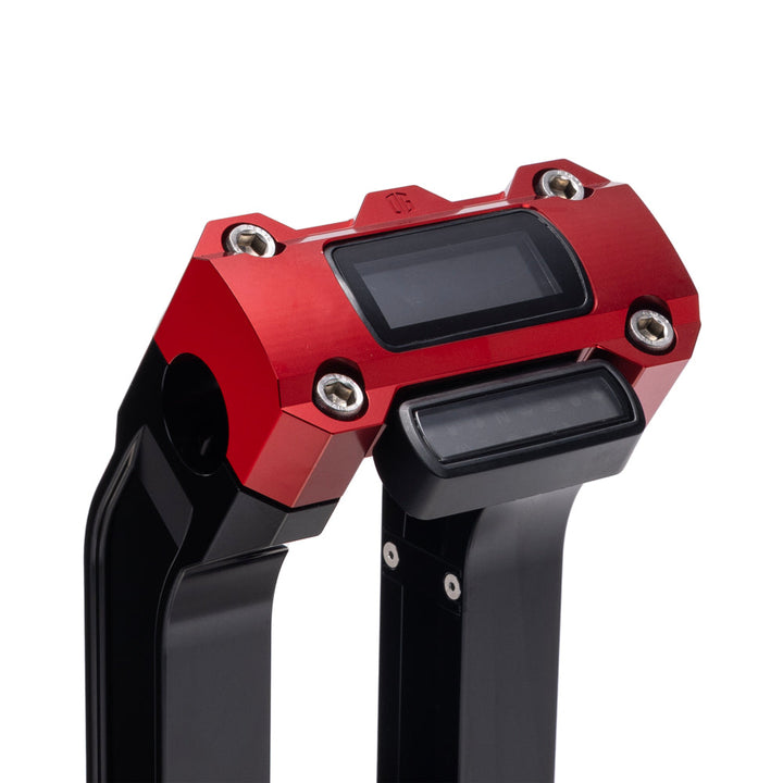 OG Black 2 inch Straight Risers with Red Digital Gauge Cut Out Top Clamp