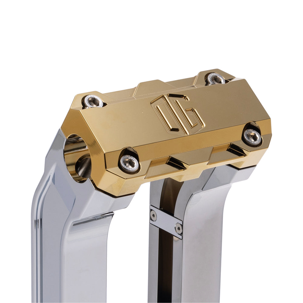 OG Chrome 2 inch Pull Straight Risers with Gold Plating Standard Top Clamp
