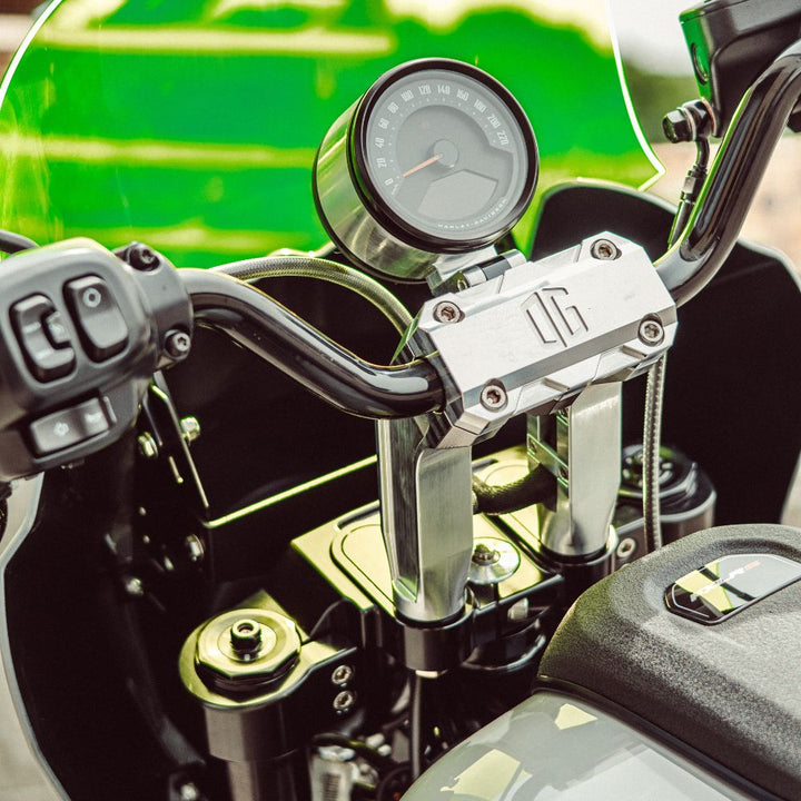 2020-Up Softail Lowrider S &amp; ST Black Drop 1" Triple Trees kit installed on a 2025 Softail Low Rider S FXLRS