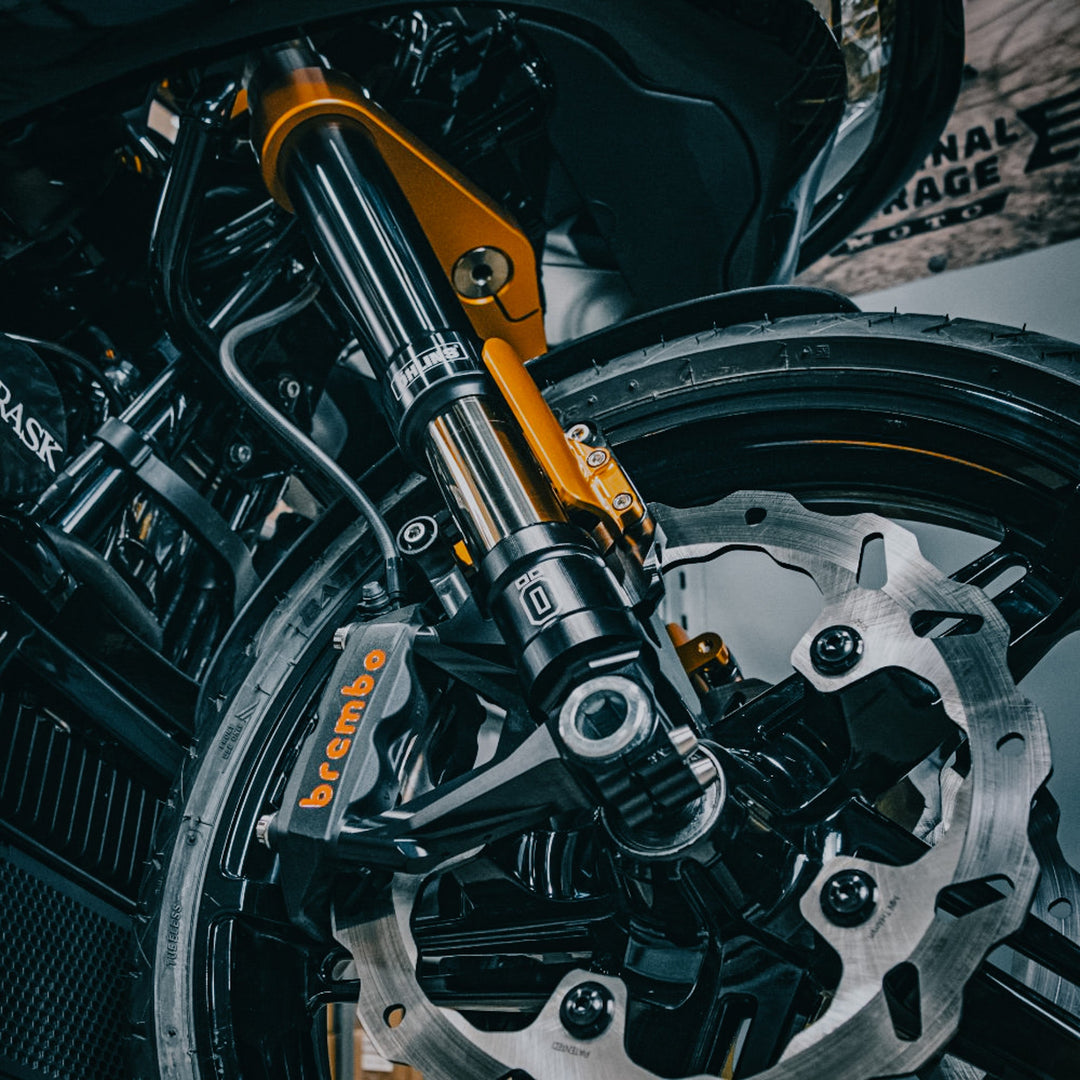 OG Orange 2024-Up Touring Inverted Front-End Complete kit installed on a 2024 Road Glide