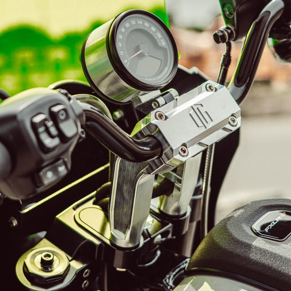OG 6.5" Pull Back Risers installed on a 2025 Softail Low Rider S FXLRS