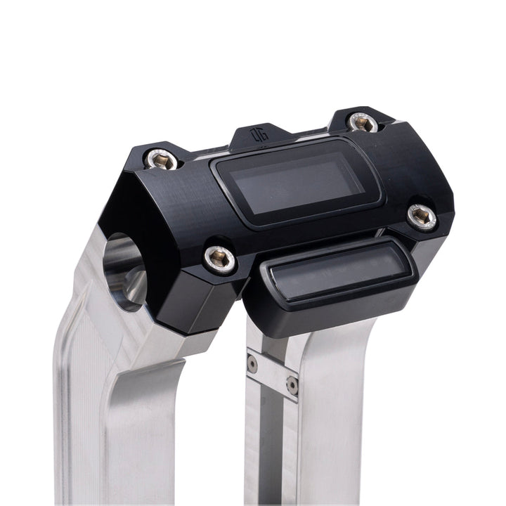 OG Aluminum 6.5 inch Pull Back Risers with Black Digital Gauge Cut Out Top Clamp