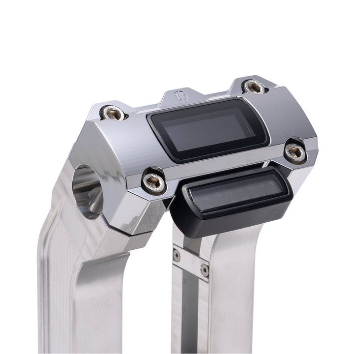 OG Aluminum 6.5 inch Pull Back Risers with Chrome Digital Gauge Cut Out Top Clamp
