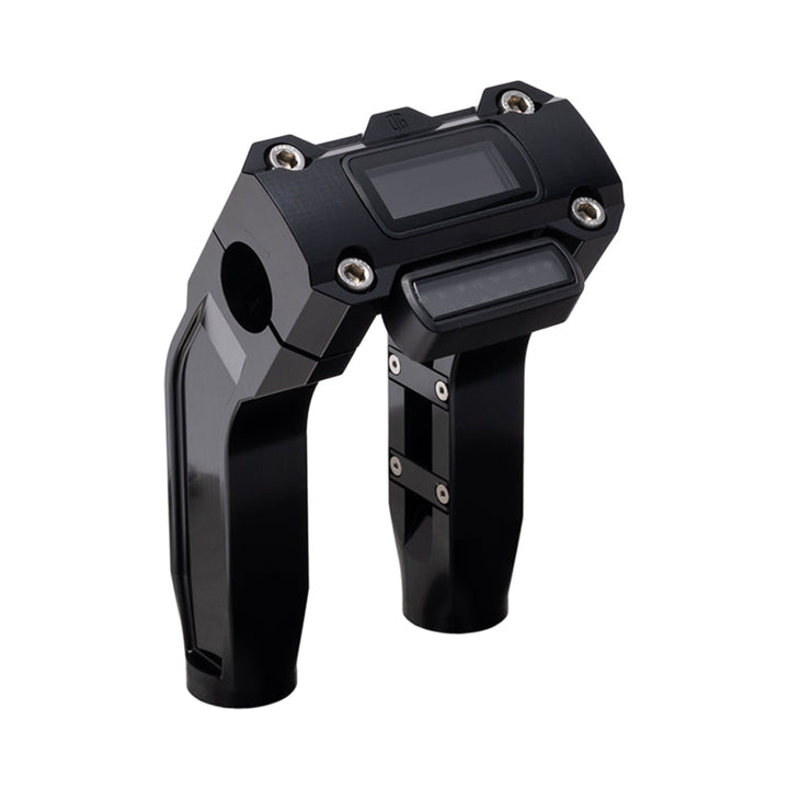 OG Black 6.5 inch Pull Back Risers with Black Digital Gauge Cut Out Top Clamp