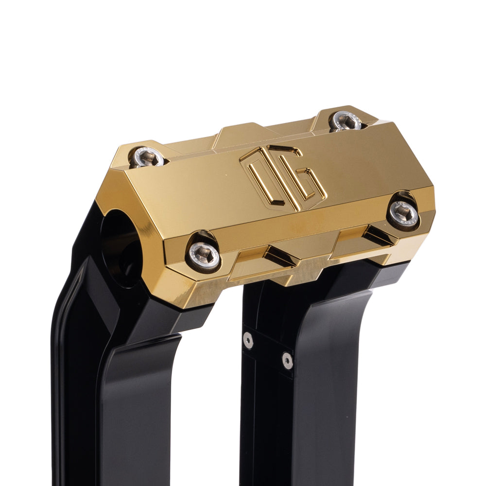 OG Black 6.5 inch Pull Back Risers with Gold Plating Standard Top Clamp