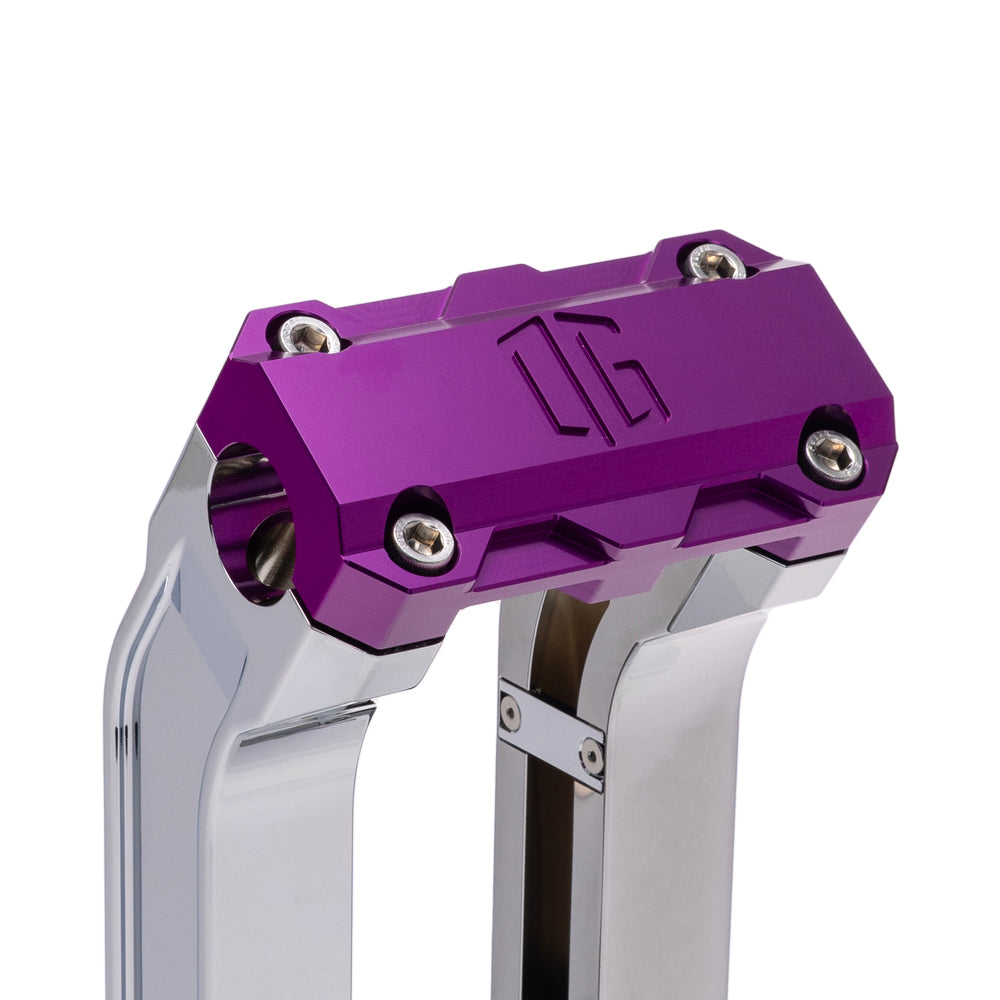OG Chrome 6.5 inch Straight Risers with Purple Standard Top Clamp