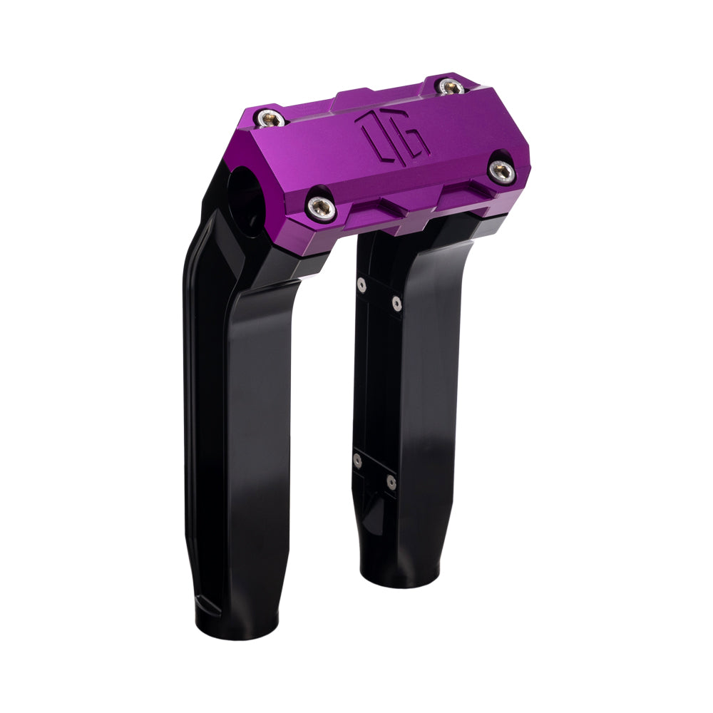 OG Black 8.5 inch Pull Back Risers with Purple Standard Top Clamp