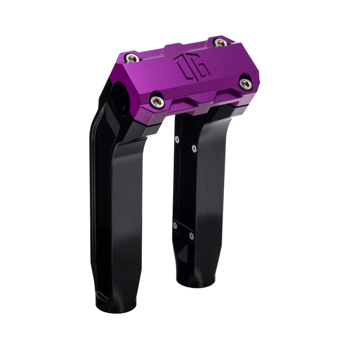 OG Black 8.5 inch Pull Back Risers with Purple Standard Top Clamp