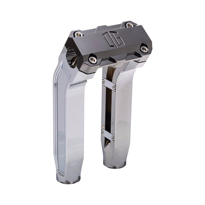 OG Chrome 8.5 inch Pull Back Risers with Black Chrome Standard Top Clamp