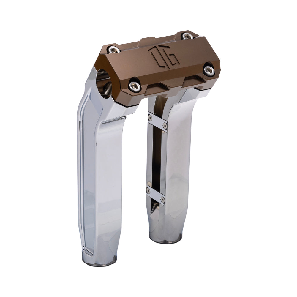 OG Chrome 8.5 inch Pull Back Risers with Bronze Standard Top Clamp