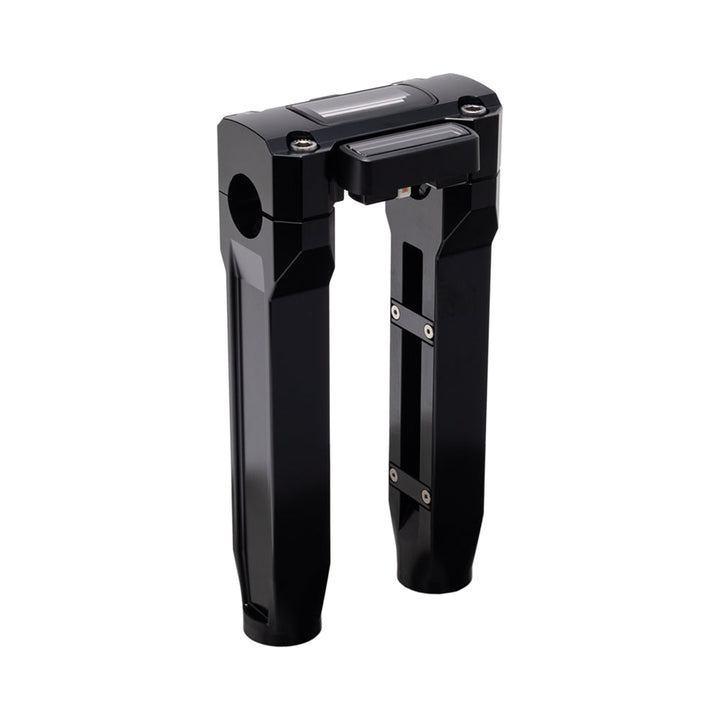 OG Black 8.5 inch Straight Risers with Black Digital Gauge Cut Out Top Clamp