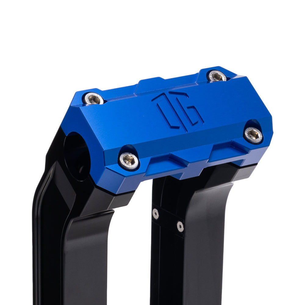 OG Blue Risers Top Clamp on Black Riser