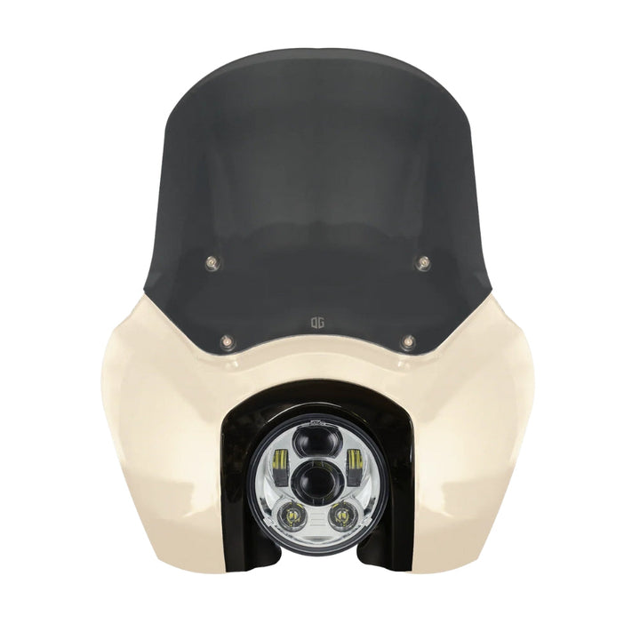 Original Garage Moto Softail Low Rider S Complete T-Sport Fairing Kit - White Sand Pearl Color Match -OG 5.75 LED Chrome